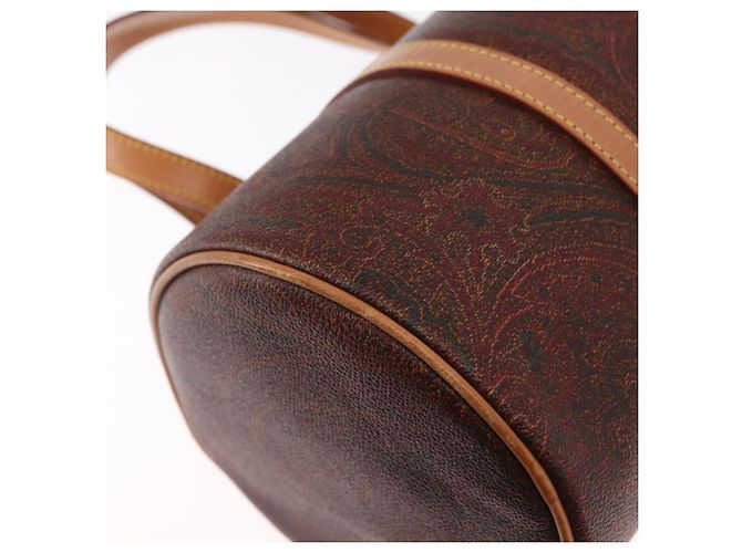 Bolso de mano ETRO de PVC marrón y dorado Auth 158540 - vista 12