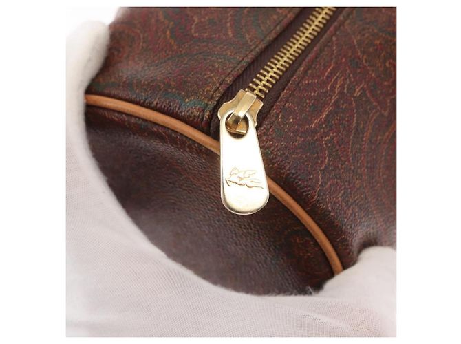 Bolso de mano ETRO de PVC marrón y dorado Auth 158540 - vista 14
