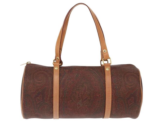 Bolso de mano ETRO de PVC marrón y dorado Auth 158540 - vista 2
