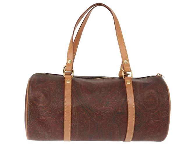Bolso de mano ETRO de PVC marrón y dorado Auth 158540 - vista 3