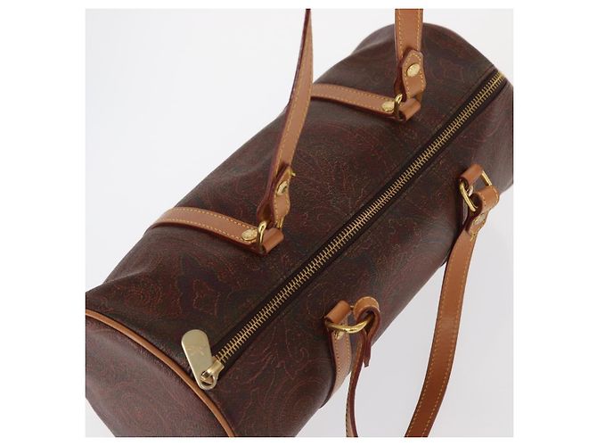Bolso de mano ETRO de PVC marrón y dorado Auth 158540 - vista 6