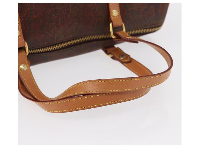 Bolso de mano ETRO de PVC marrón y dorado Auth 158540 - vista 7