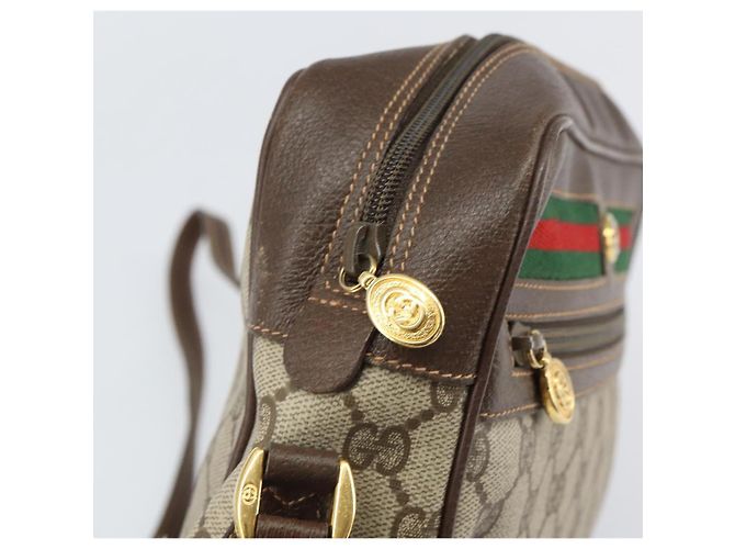 Borsa a Spalla Gucci GG Supreme Web Sherry Line PVC Beige 119 02 088 Auth 162979 - vista 15