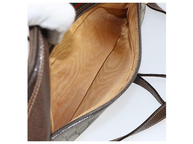 Borsa a Spalla Gucci GG Supreme Web Sherry Line PVC Beige 119 02 088 Auth 162979 - vista 21
