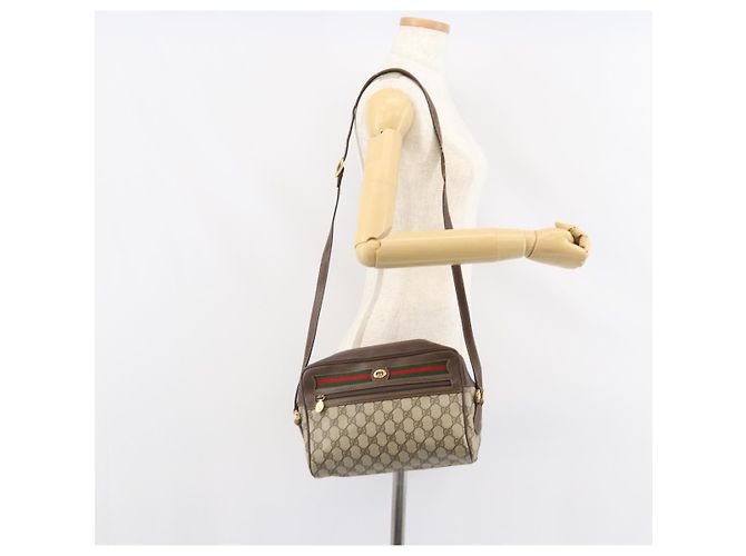 Borsa a Spalla Gucci GG Supreme Web Sherry Line PVC Beige 119 02 088 Auth 162979 - vista 23