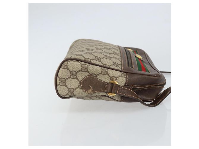 Borsa a Spalla Gucci GG Supreme Web Sherry Line PVC Beige 119 02 088 Auth 162979 - vista 4