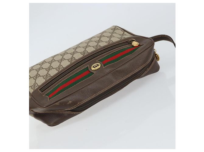 Borsa a Spalla Gucci GG Supreme Web Sherry Line PVC Beige 119 02 088 Auth 162979 - vista 6