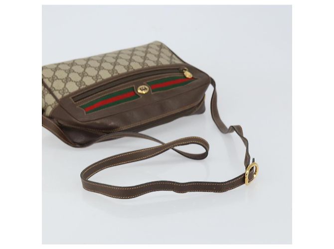 Borsa a Spalla Gucci GG Supreme Web Sherry Line PVC Beige 119 02 088 Auth 162979 - vista 7