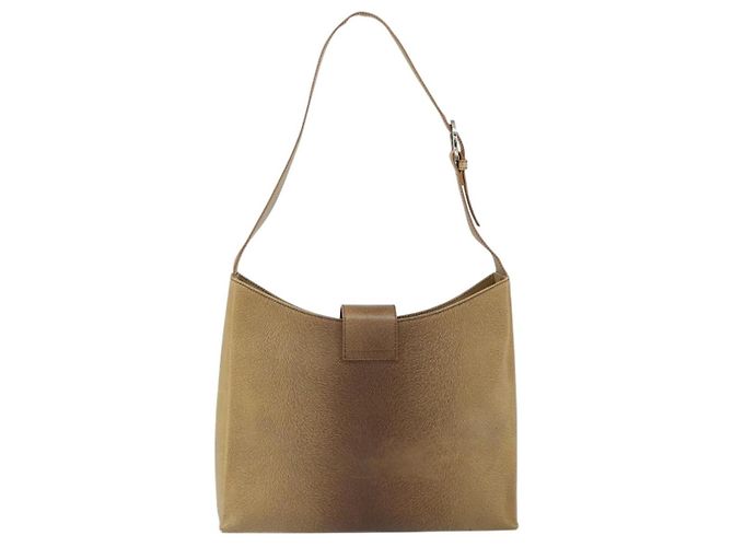 Borsa a Spalla Gancini in Pelle Beige Argento Auth 161036 di Salvatore Ferragamo - vista 3