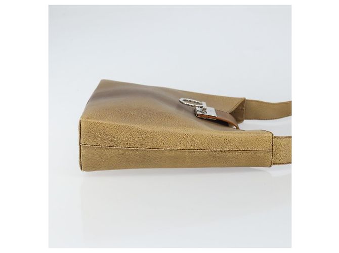Borsa a Spalla Gancini in Pelle Beige Argento Auth 161036 di Salvatore Ferragamo - vista 4