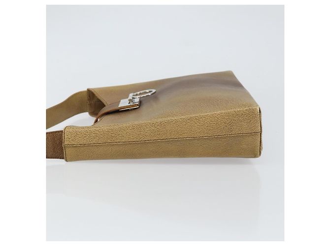Borsa a Spalla Gancini in Pelle Beige Argento Auth 161036 di Salvatore Ferragamo - vista 5