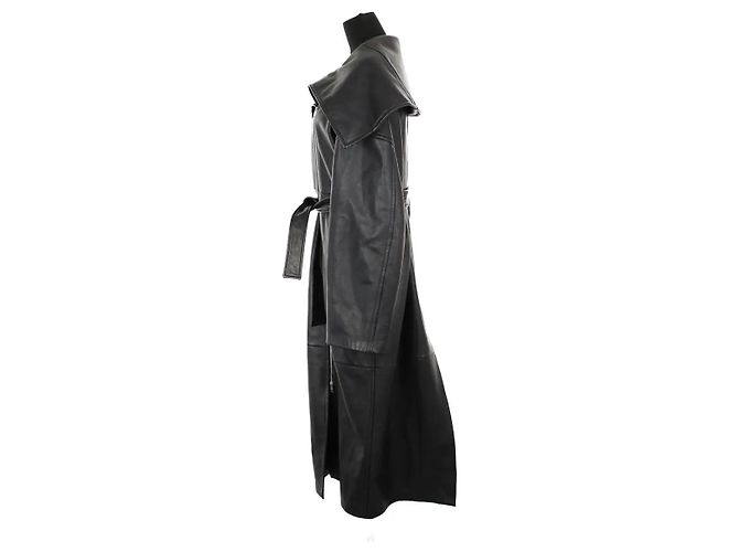 Sportmax Black leather coat - view 3