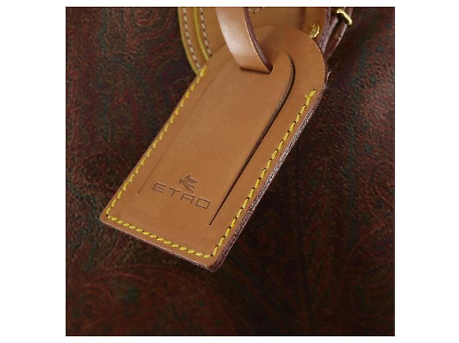 Borsa Boston ETRO Paisley PVC 2 vie Bordeaux Oro Auth am10241 D'oro Bordò - vista 17