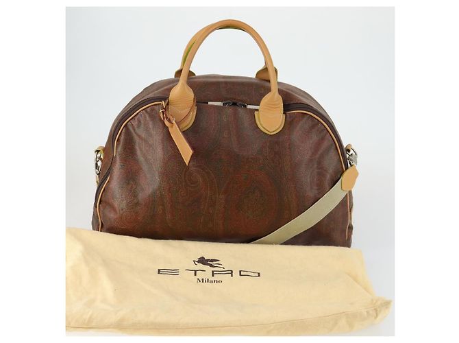 Borsa Boston ETRO Paisley PVC 2 vie Bordeaux Oro Auth am10241 D'oro Bordò - vista 26