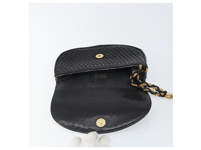 Pochette in pelle nera e dorata BALLY Auth 159018 Nero D'oro - vista 14