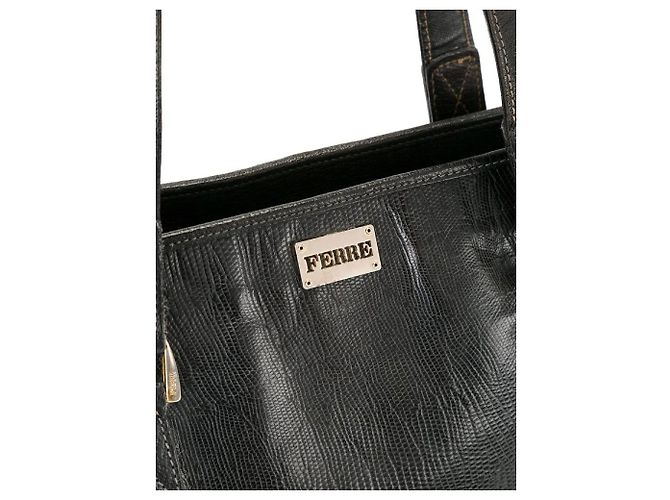 Dunkelbraune Lederhandtasche Gianfranco Ferré Bordeaux - Ansicht 5