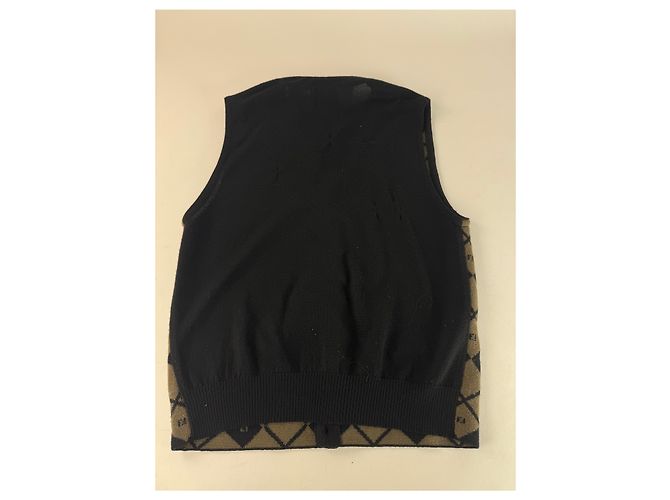 Vintage Fendi Wollwesten Schwarz Braun L/XL - Ansicht 13