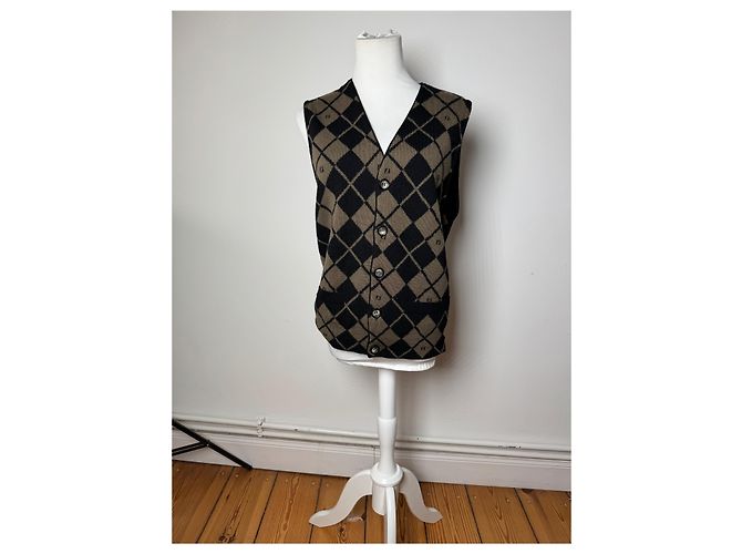 Vintage Fendi Wollwesten Schwarz Braun L/XL - Ansicht 2