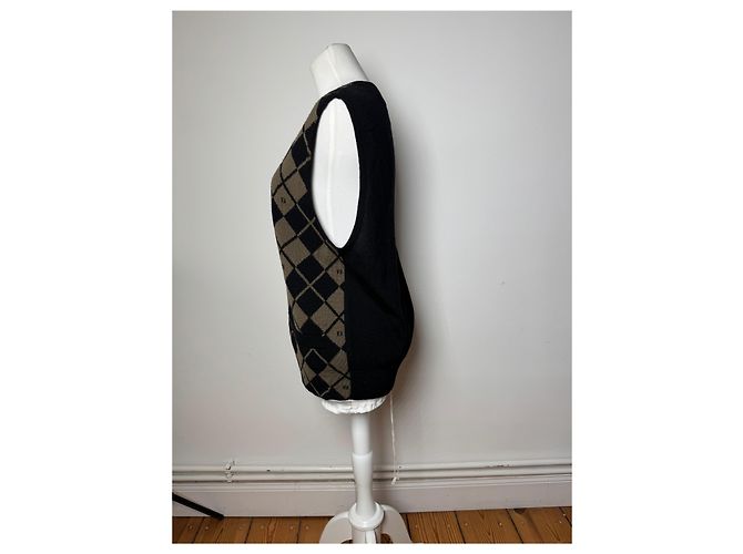Vintage Fendi Wollwesten Schwarz Braun L/XL - Ansicht 3