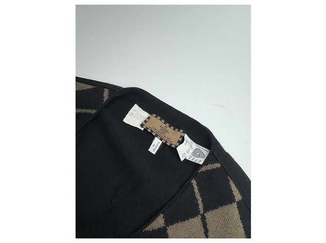 Vintage Fendi Wollwesten Schwarz Braun L/XL - Ansicht 6