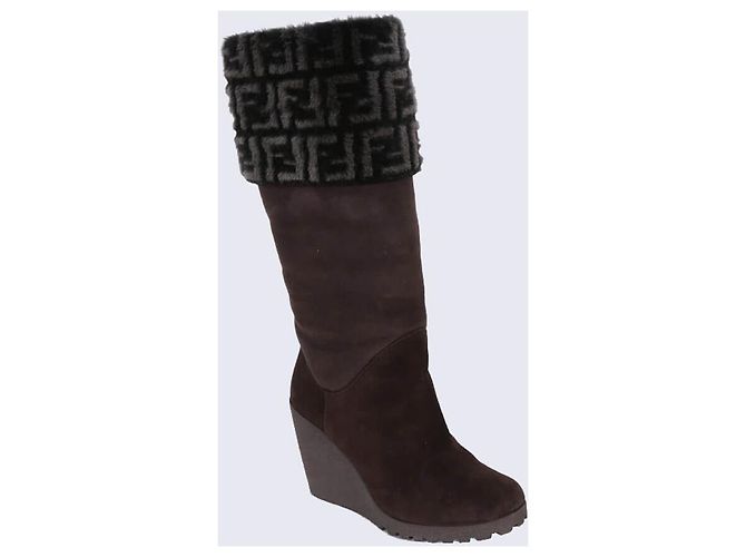 Botas Fendi de ante marrón talla 38 Castaño - vista 4