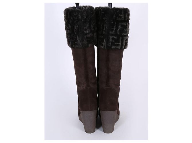 Botas Fendi de ante marrón talla 38 Castaño - vista 5
