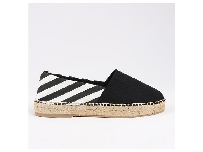 Off White OFF-WHITE Stripes Flat Espadrillas in Black and White Diagonals, Size 37 EU - view 3