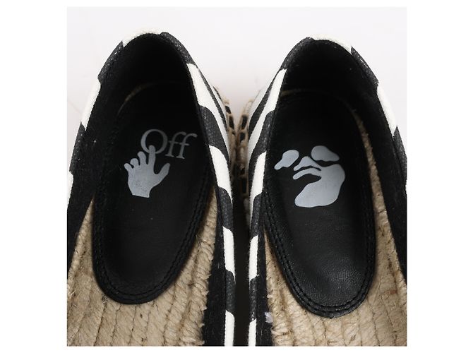 Off White OFF-WHITE Stripes Flat Espadrillas in Black and White Diagonals, Size 37 EU - view 9