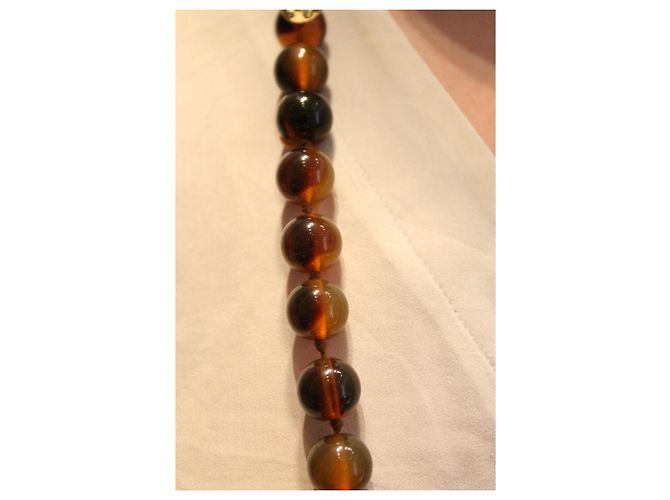 Collana in metallo Chanel con perle di vetro della maison Gripoix Marrone - vista 5