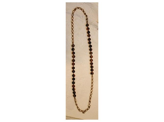 Collana in metallo Chanel con perle di vetro della maison Gripoix Marrone - vista 7