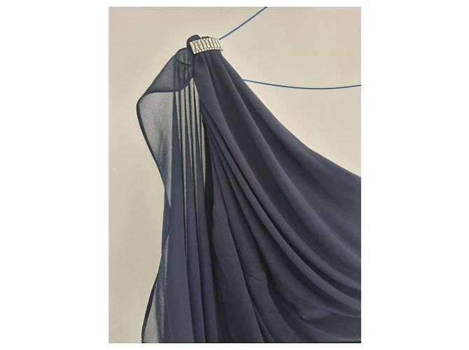 Ralph Lauren Georgette Abendkleid Navy Blau Marineblau - Ansicht 2