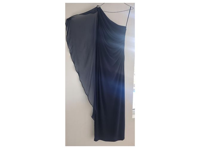 Ralph Lauren Georgette Abendkleid Navy Blau Marineblau - Ansicht 5