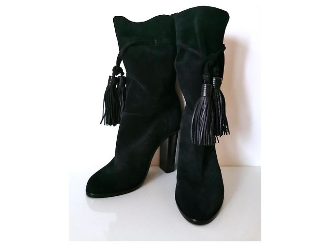 Burberry NUEVAS - SUPERBAS BOTINES ORIGINALES LANVIN DE CUERO SEDA TALLA 37 Negro - vista 2