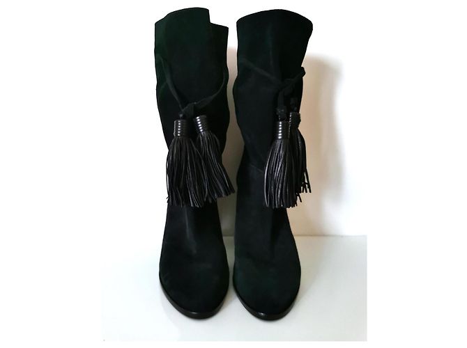 Burberry NUEVAS - SUPERBAS BOTINES ORIGINALES LANVIN DE CUERO SEDA TALLA 37 Negro - vista 3
