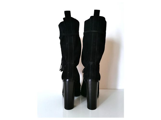 Burberry NUEVAS - SUPERBAS BOTINES ORIGINALES LANVIN DE CUERO SEDA TALLA 37 Negro - vista 5