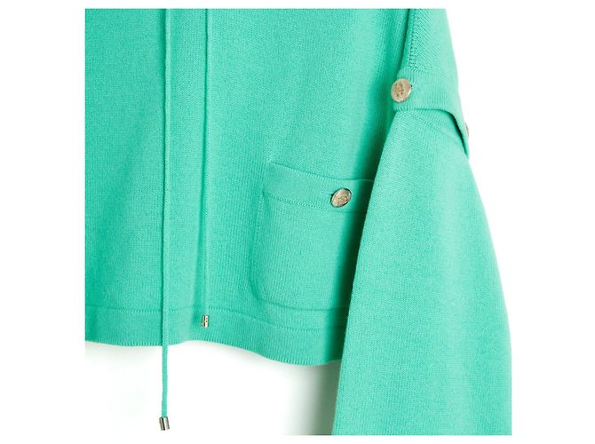 Chanel PE2022 2-in-1 FR38 Grüner Kaschmir Umwandelbarer Kapuzenpullover UK10 US8 Hellgrün - Ansicht 3