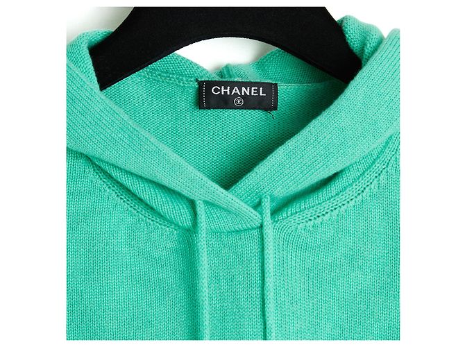 Chanel PE2022 2-in-1 FR38 Grüner Kaschmir Umwandelbarer Kapuzenpullover UK10 US8 Hellgrün - Ansicht 5