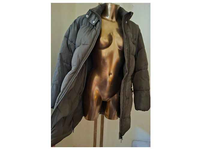 Ganni Lange Steppjacke Grau Olivgrün - Ansicht 12