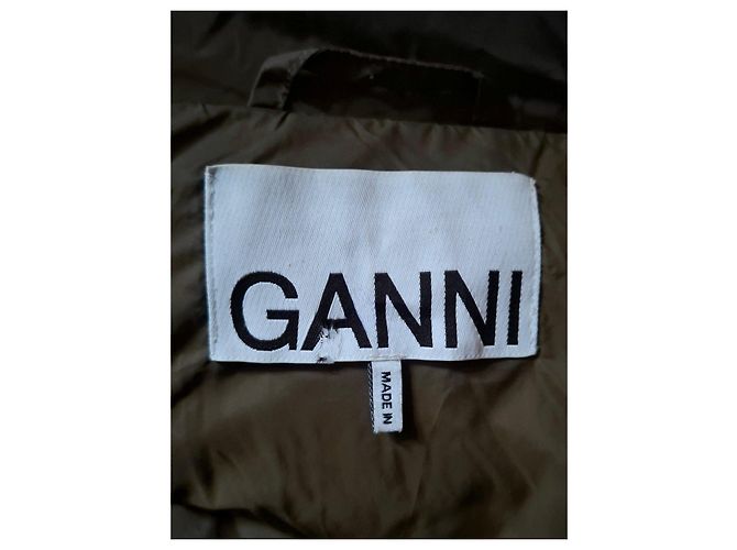 Ganni Lange Steppjacke Grau Olivgrün - Ansicht 2