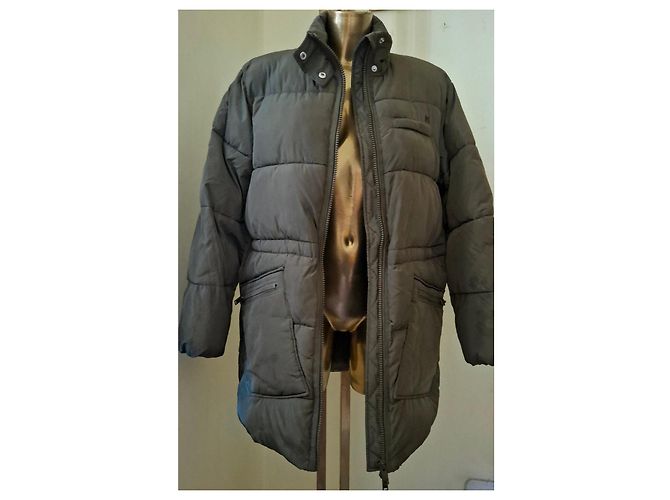 Ganni Lange Steppjacke Grau Olivgrün - Ansicht 3