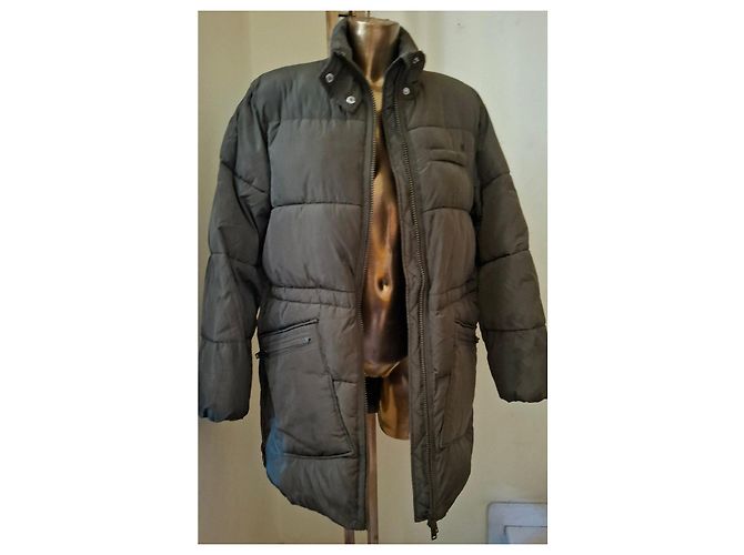 Ganni Lange Steppjacke Grau Olivgrün - Ansicht 4