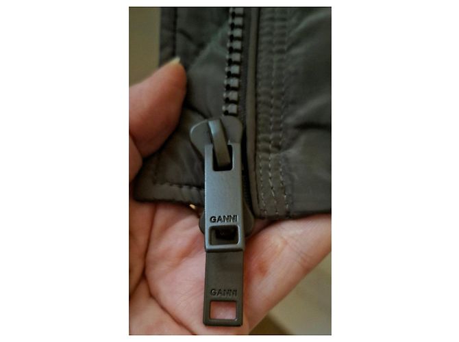 Ganni Lange Steppjacke Grau Olivgrün - Ansicht 5