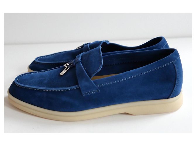 Mocasines Loro Piana Summer Charms Walk Azul Petróleo - vista 2