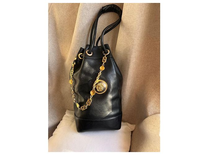 Vintage Gianni Versace Eimer Tasche Schwarz Gold hardware - Ansicht 14