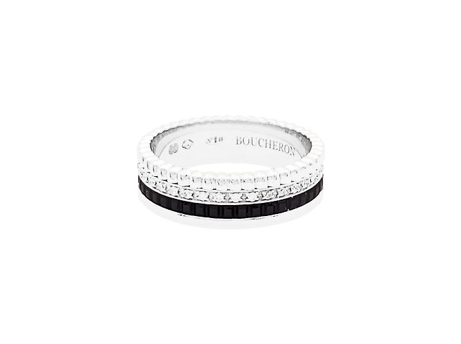 Bague Boucheron,"Quatre Black Edition Small", en or blanc, PVD et diamants. - vue 3