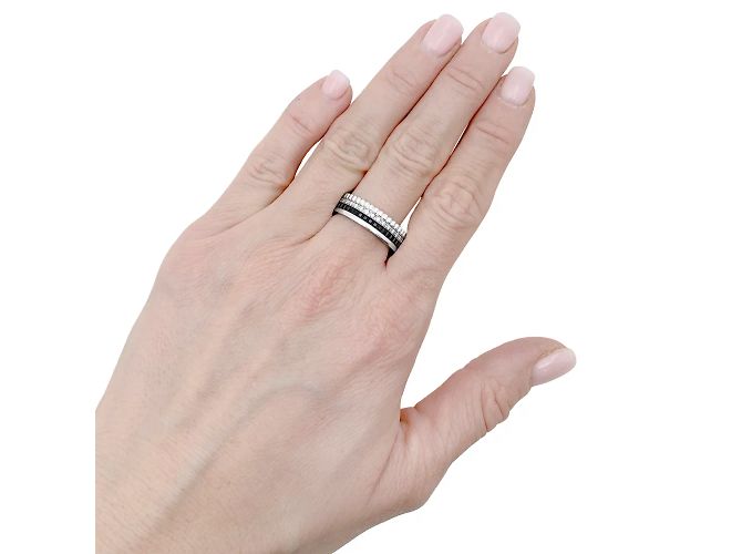 Bague Boucheron,"Quatre Black Edition Small", en or blanc, PVD et diamants. - vue 6