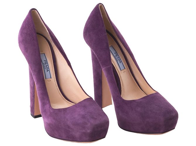Prada lila Wildleder-Pumps mit Blockabsatz - Ansicht 2