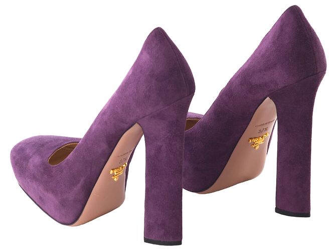 Prada lila Wildleder-Pumps mit Blockabsatz - Ansicht 3