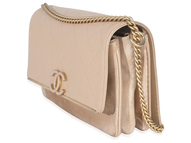 Timeless Borsa a tracolla Lady Coco in suede caviar beige di Chanel - vista 3