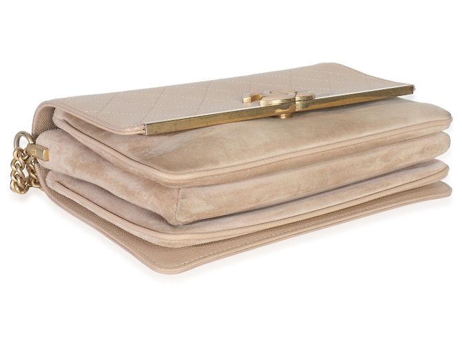 Timeless Borsa a tracolla Lady Coco in suede caviar beige di Chanel - vista 7